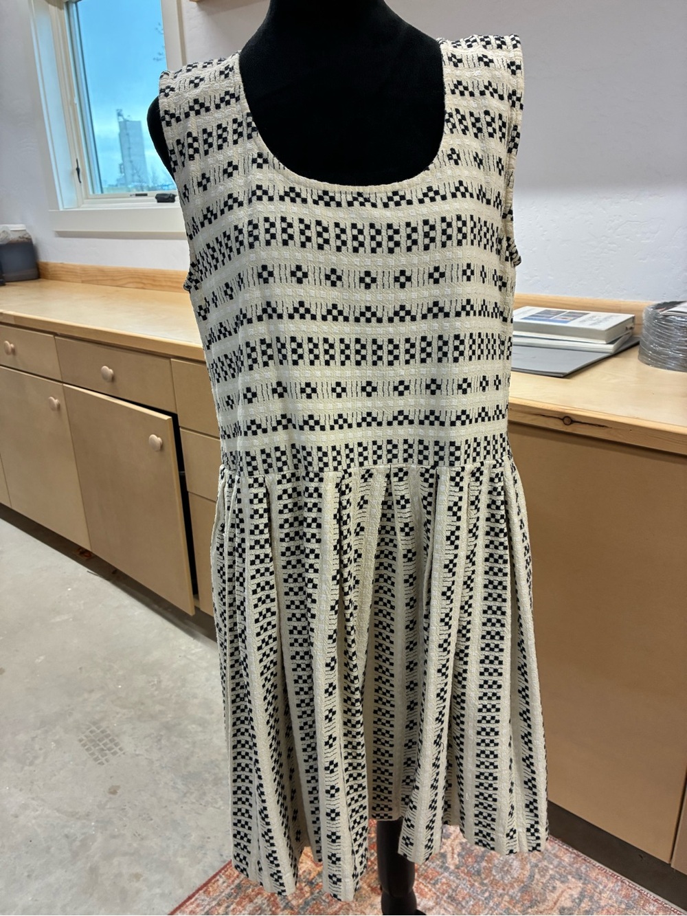 Ace and jig Sleeveless Black and Cream Patterned Knit Dress